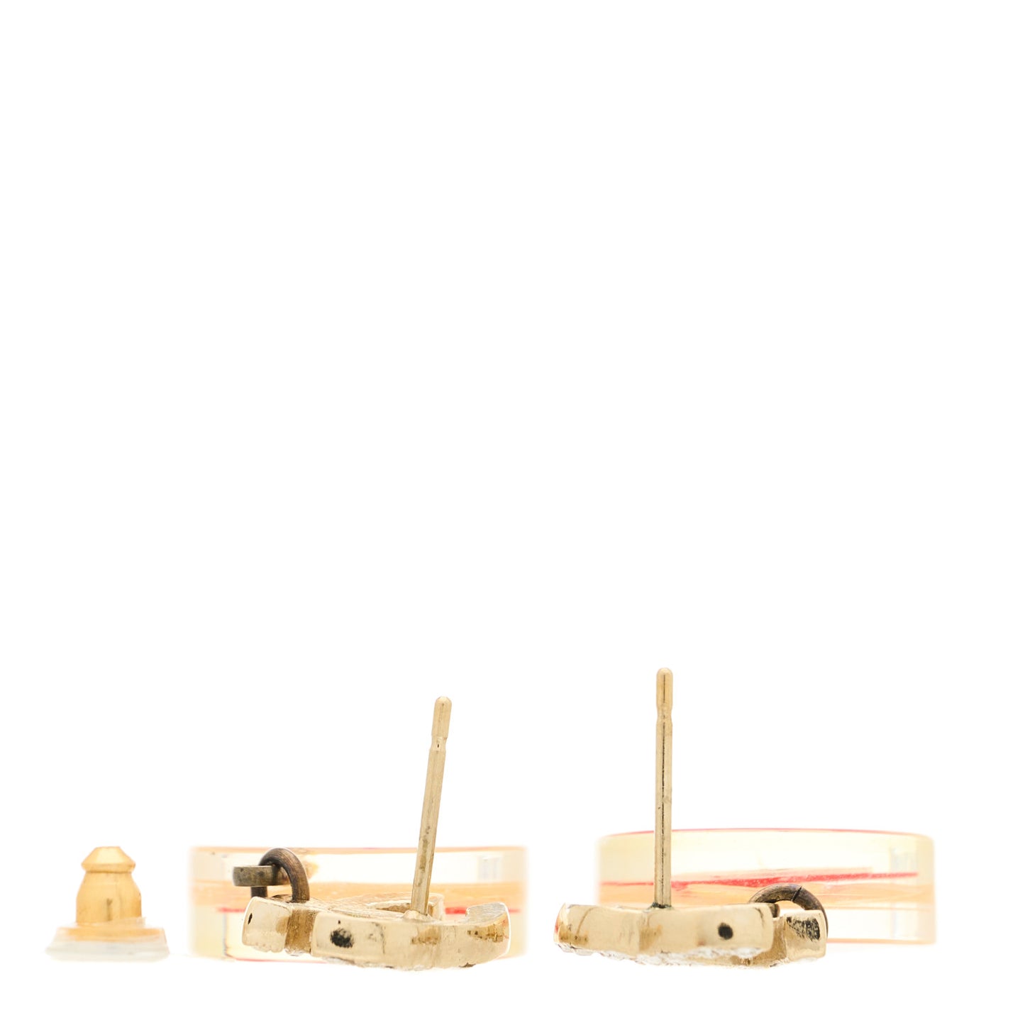 Resin Crystal CC Flower Drop Earrings Gold Transparent Pink