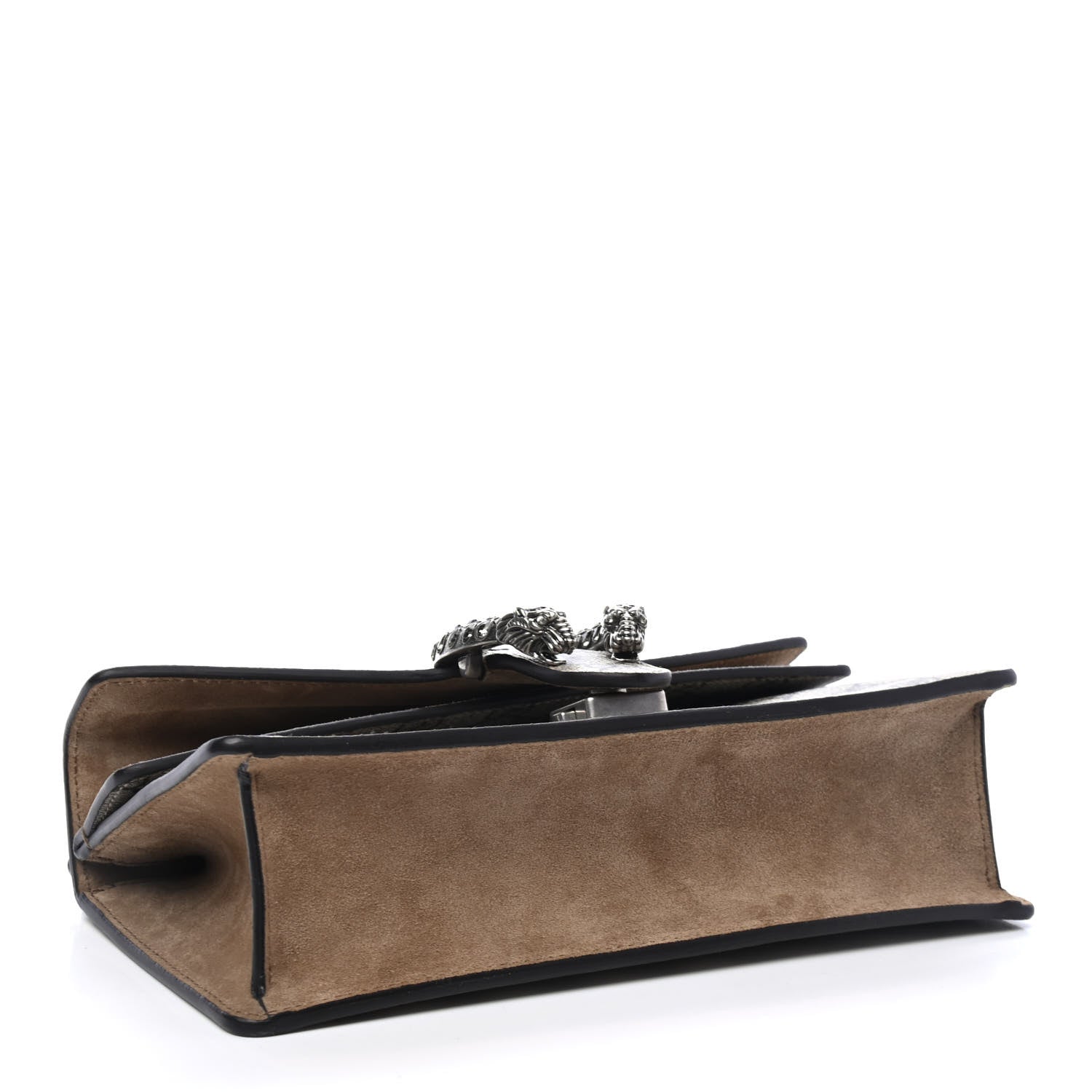 Gucci GG Supreme Monogram Suede Crystal Small Dionysus Shoulder Bag Beige Ebony Taupe 3 of 4