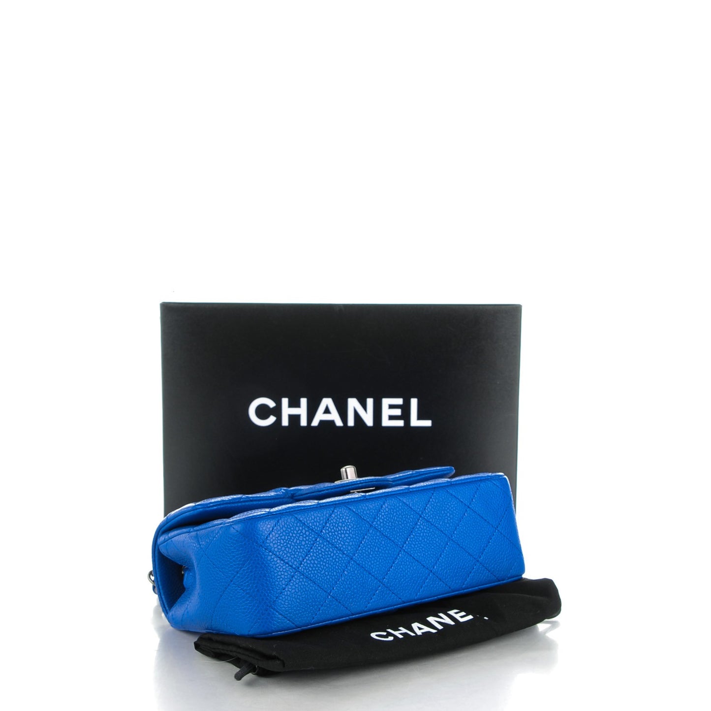 Caviar Quilted Mini Rectangular Flap Blue