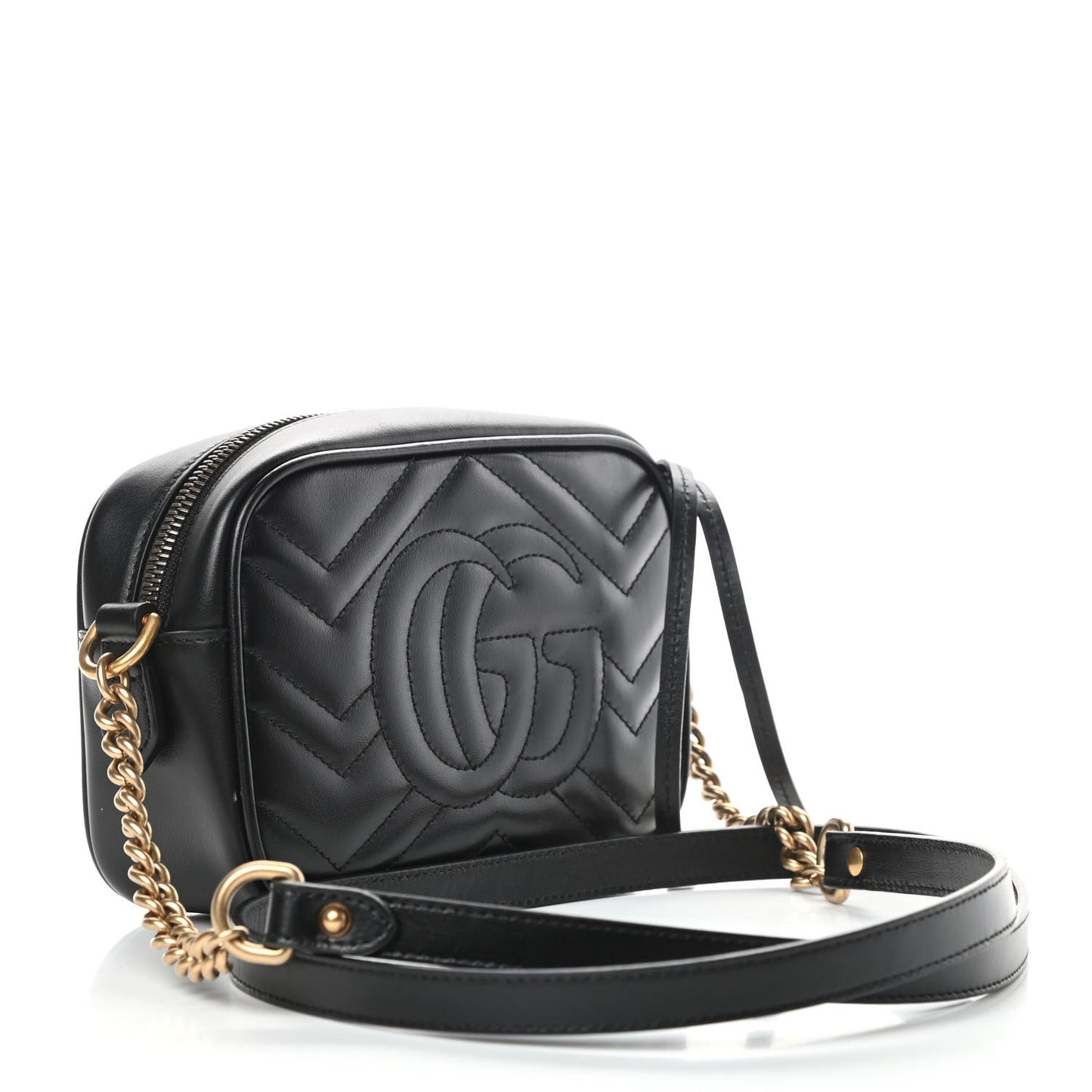 Calfskin Matelasse Mini GG Marmont Chain Shoulder Bag Black