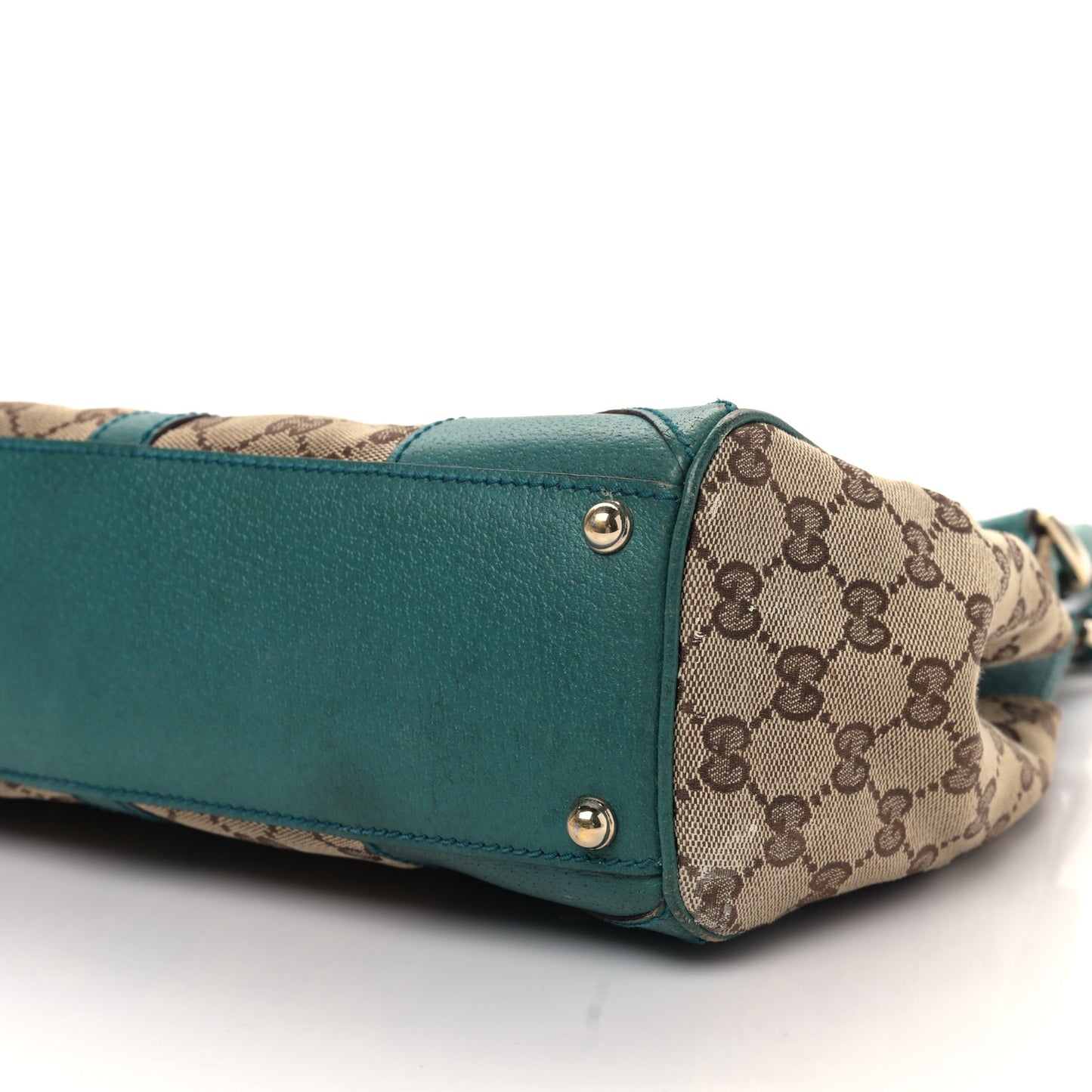 Monogram Calfskin Large Bardot Shoulder Bag Turquoise