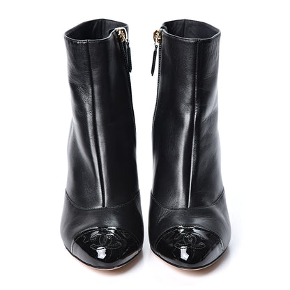 Chanel Lambskin Patent Cap Toe Short Ankle Boots 35.5 Black 2 of 12