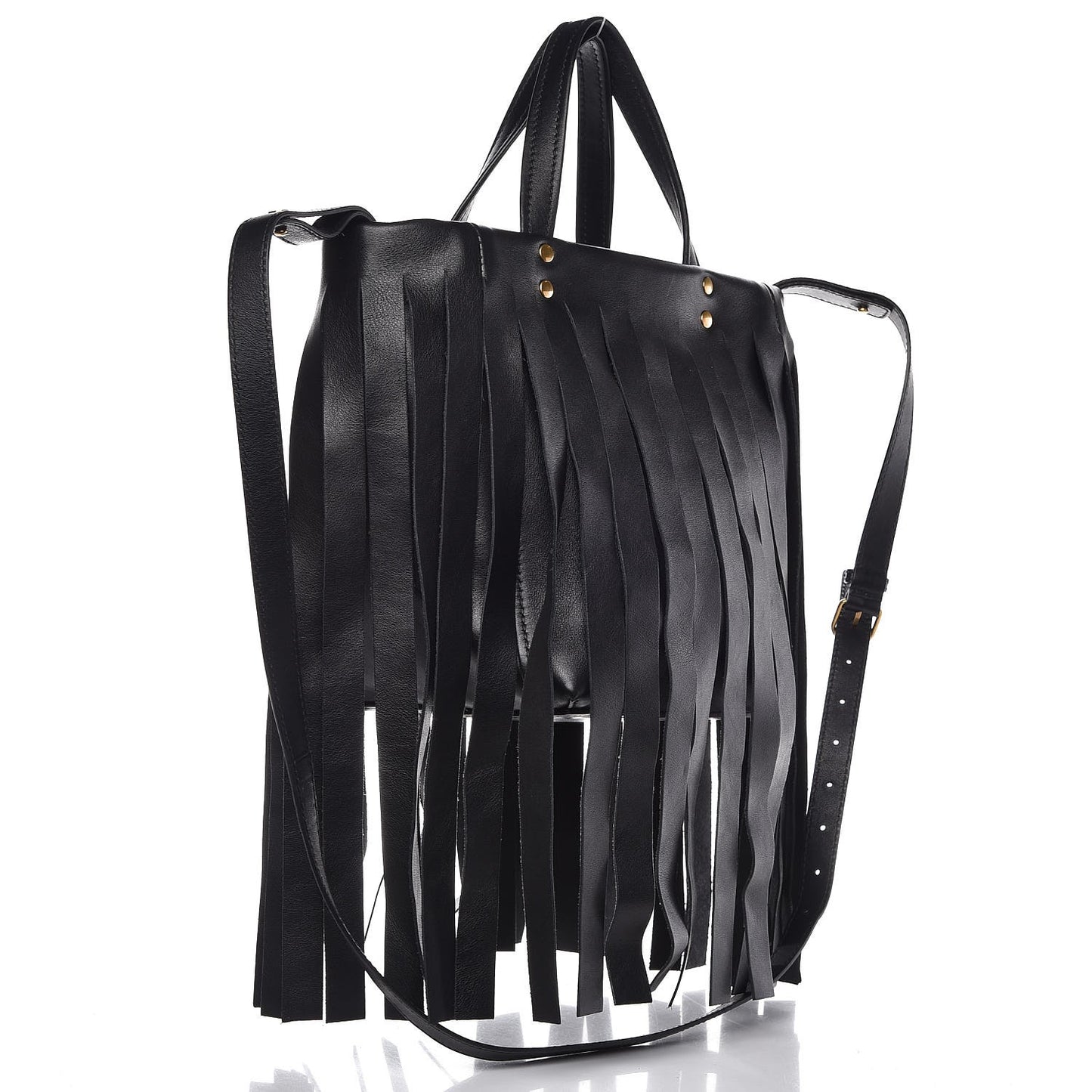 Calfskin XS Fringe Laundry Cabas Black