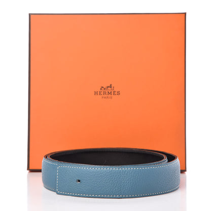 Hermes Togo Box 32mm Belt Strap 80 Blue Jean Black 8 of 8