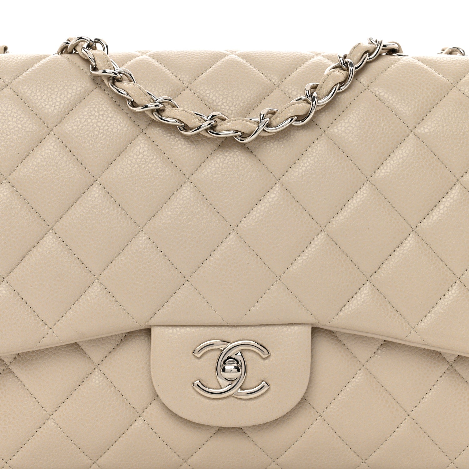 Chanel Caviar Jumbo Single Flap Light Beige 5 of 13