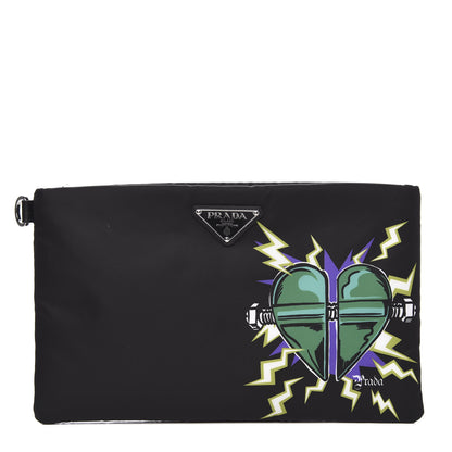 Prada X UNIVERSAL STUDIOS Tessuto Nylon Frankenstein Heart Pouch Black Smeraldo 1 of 10