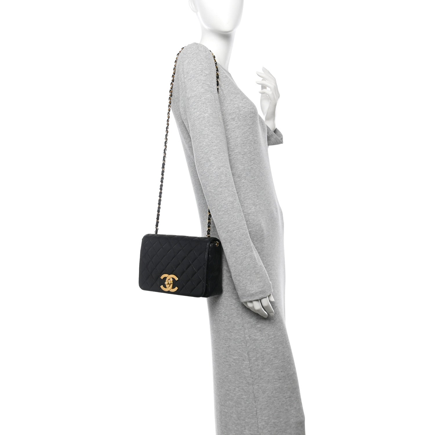 Chanel Lambskin Quilted XL CC Small Single Flap Black 2 of 16
