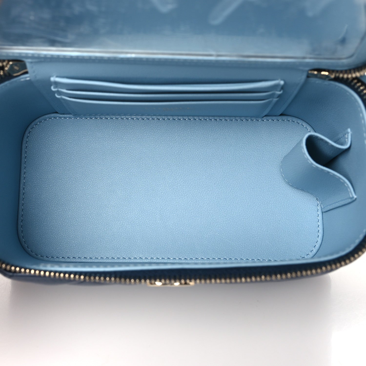 Chanel Lambskin Quilted Small Top Handle Vanity Case With Chain Dark Blue Light Blue 5 of 12