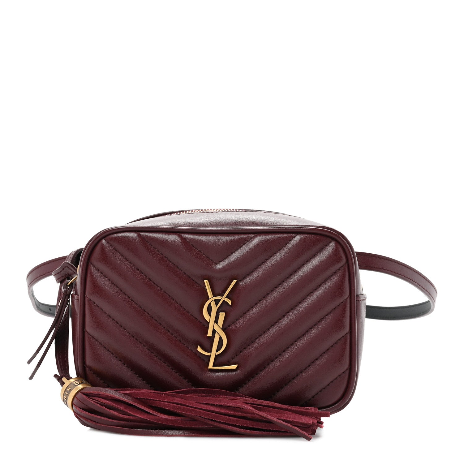 Saint Laurent Calfskin Matelasse Monogram Lou Belt Bag Dark Legion Red 1 of 9