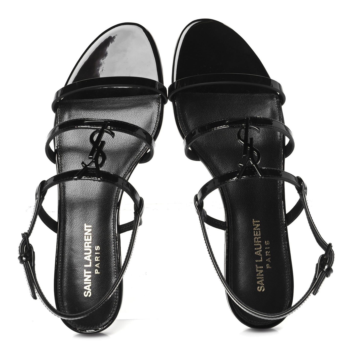 Patent Calfskin Cassandra Monogram Sandals 37 Black