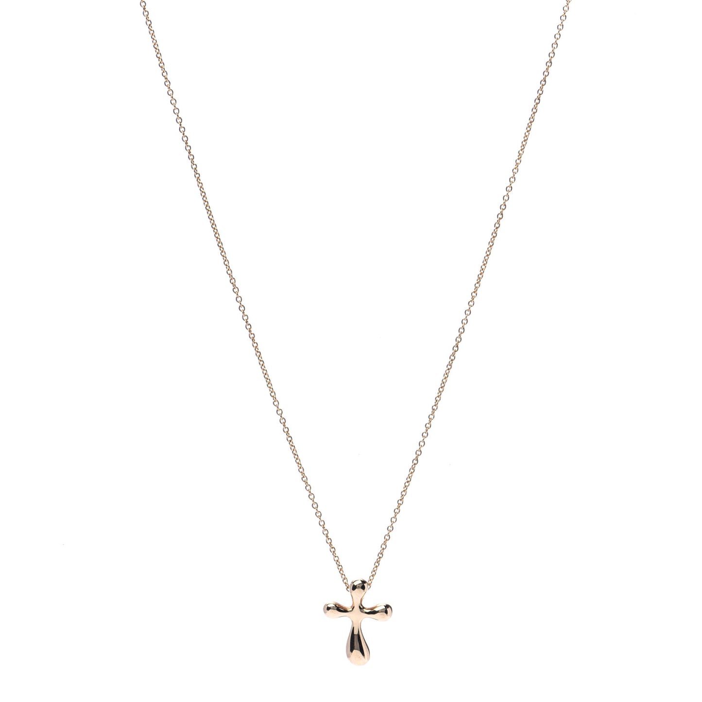 18K Yellow Gold 12mm Elsa Peretti Cross Pendant Necklace