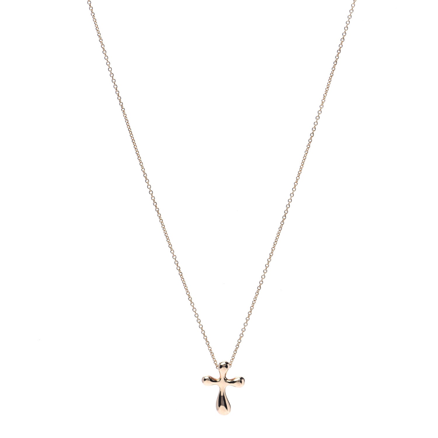 Tiffany 18K Yellow Gold 12mm Elsa Peretti Cross Pendant Necklace 1 of 5