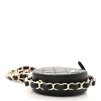 Chanel Lambskin Quilted Chain Round Mini Clutch Black 4 of 11