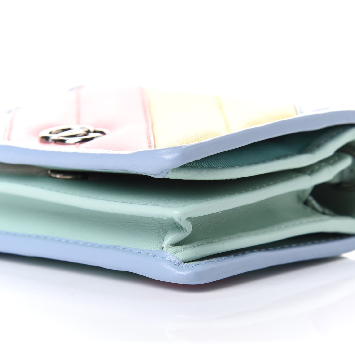 Gucci Calfskin Matelasse Diagonal GG Marmont Mini Wallet On Chain Multicolor Pastel 8 of 9