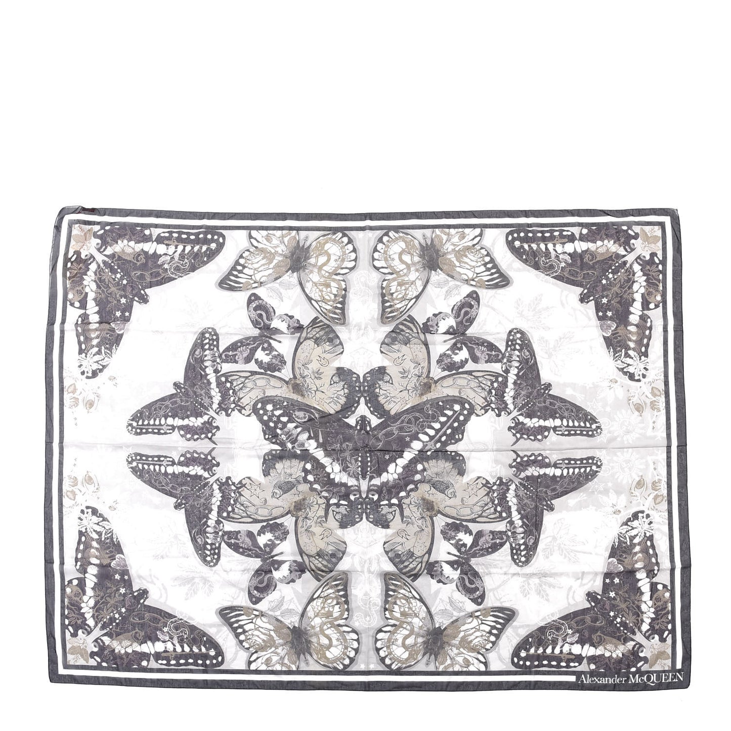 Cotton Silk Tattoo Butterfly Pareo Kaki Medium Grey
