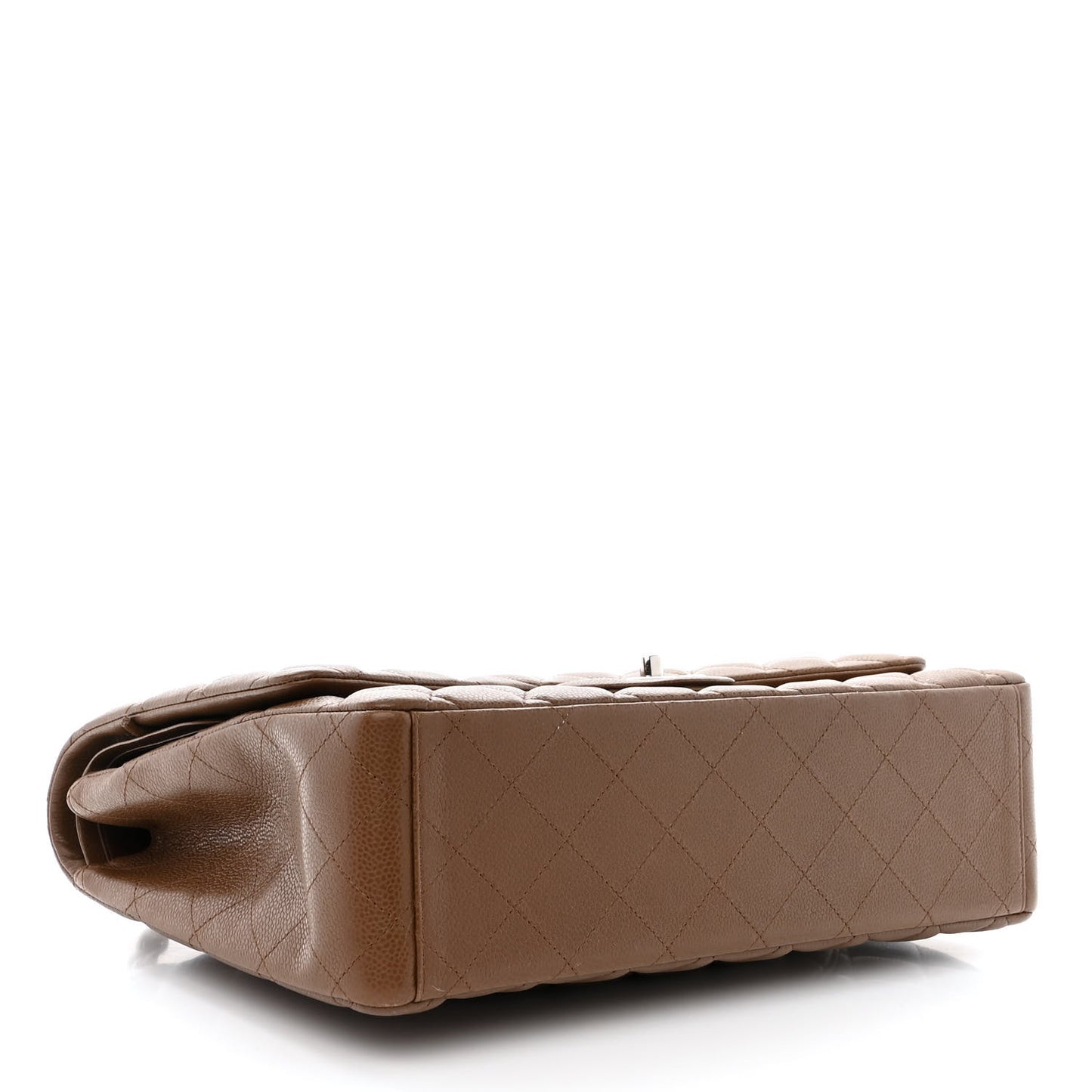 Caviar Quilted Maxi Double Flap Light Brown