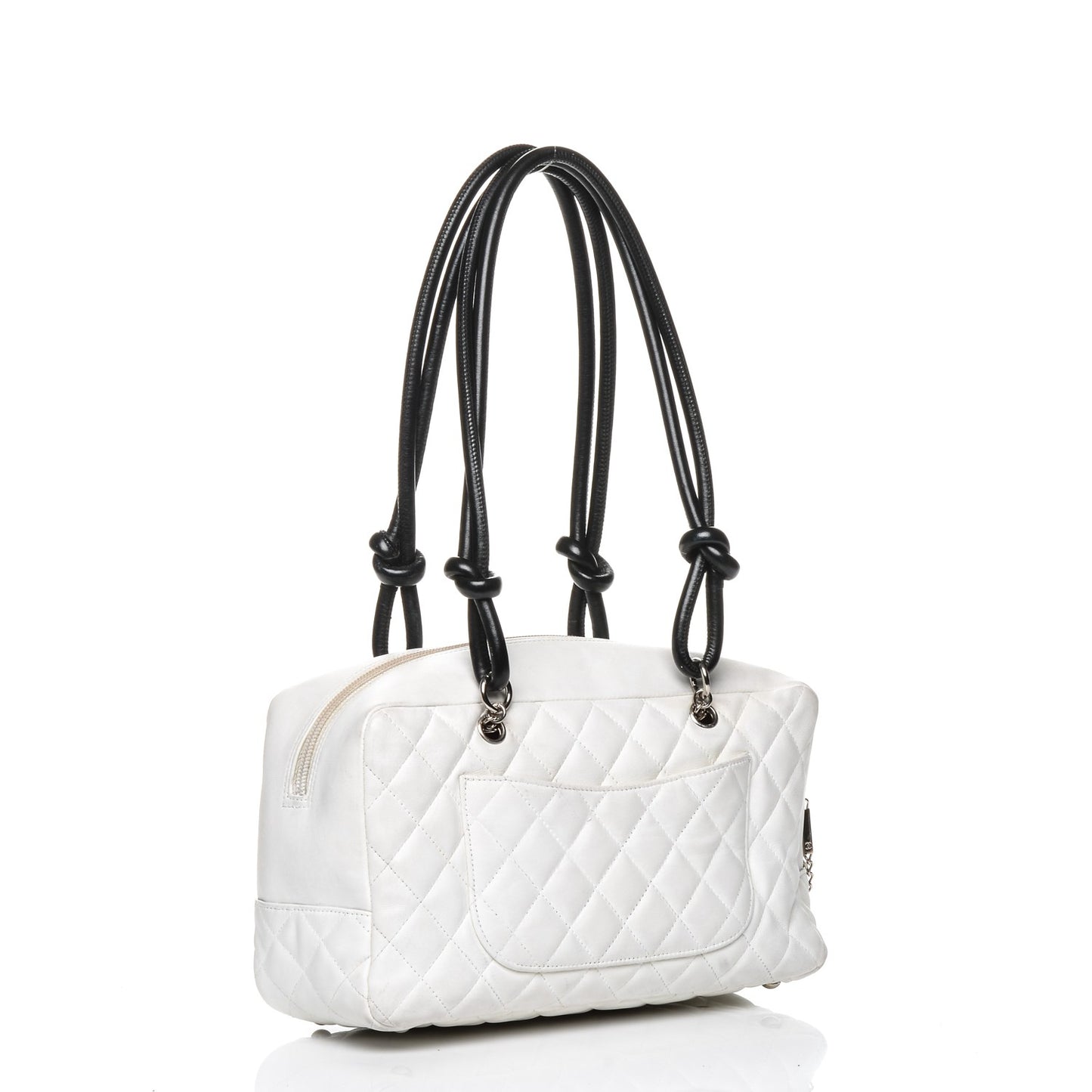 Calfskin Quilted Large Cambon Bowler White Black