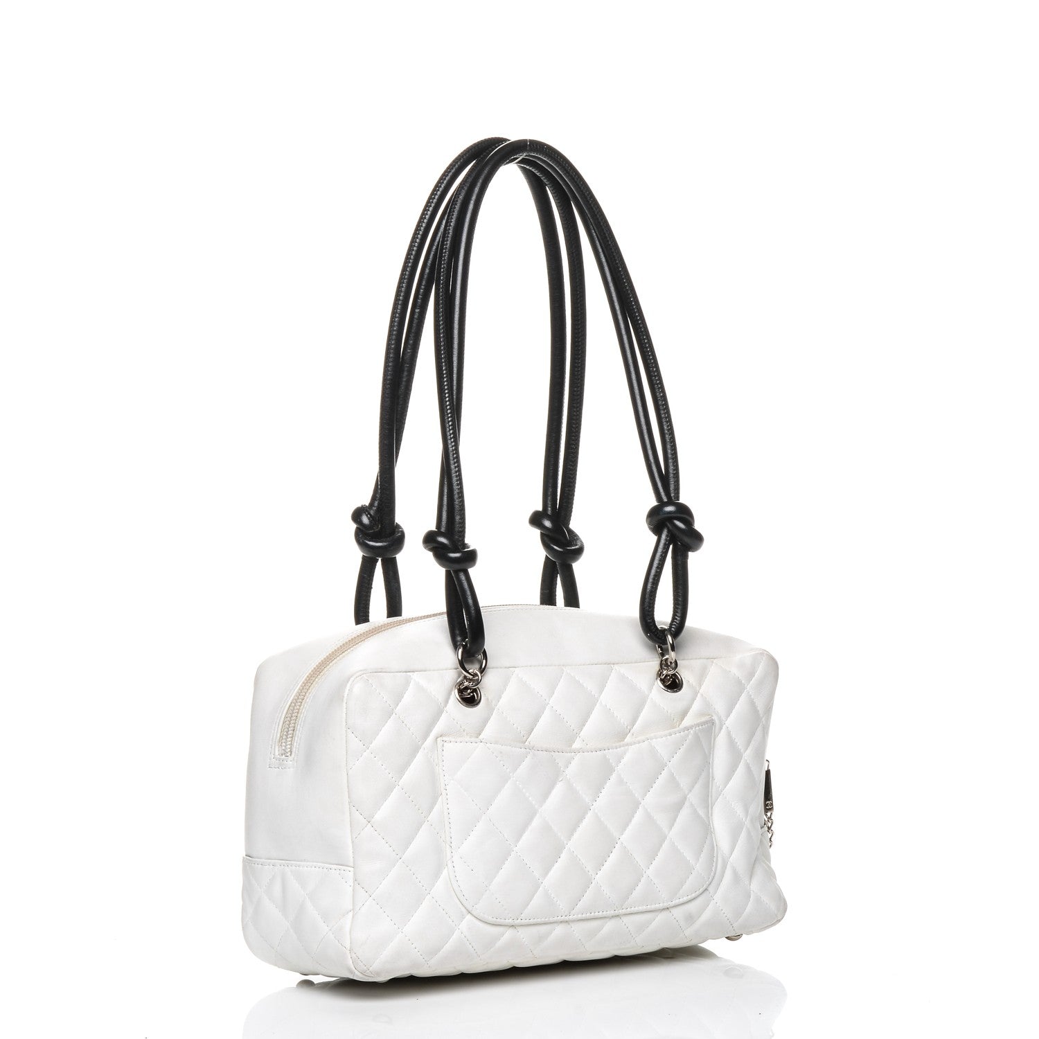 Chanel Calfskin Quilted Large Cambon Bowler White Black 3 of 19