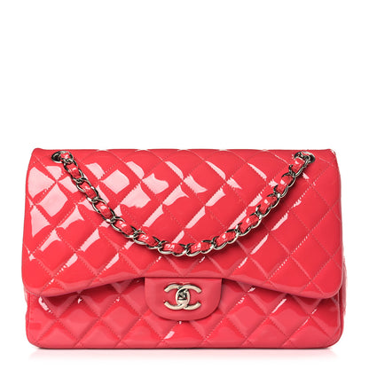 Chanel Patent Quilted Jumbo Double Flap Pink 1 of 10