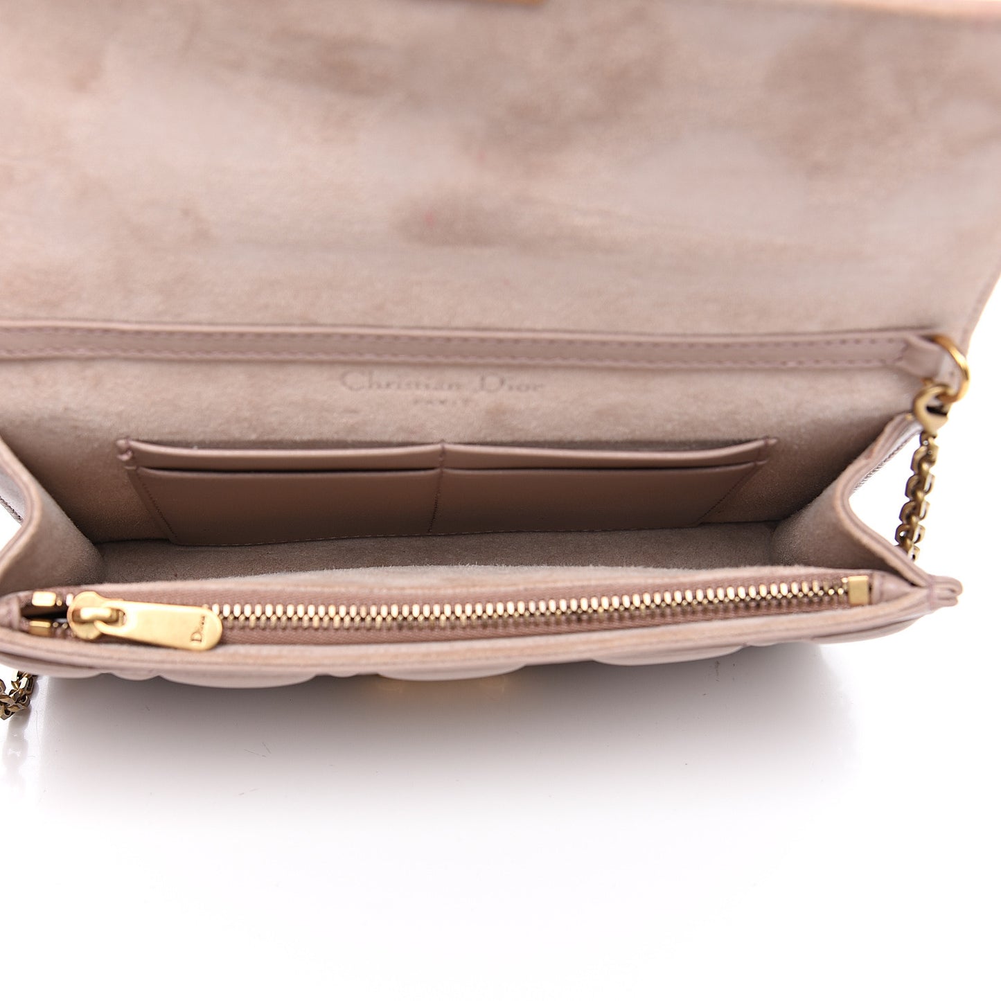 Lambskin Cannage Dioraddict Wallet On Chain Clutch Nude