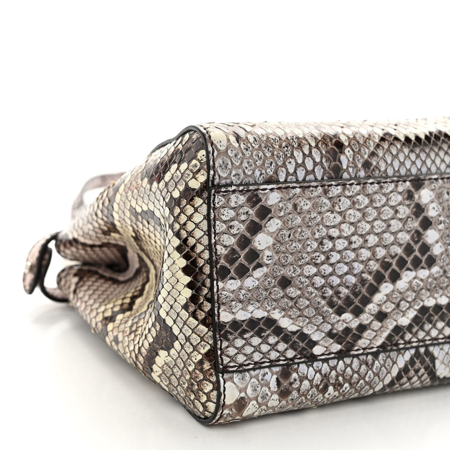 Snakeskin Shiny Nappa Mini Peekaboo Iconic Satchel Roccia Light Rose