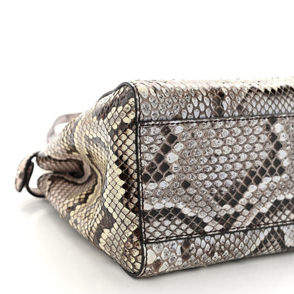 Fendi Snakeskin Shiny Nappa Mini Peekaboo Iconic Satchel Roccia Light Rose 9 of 10