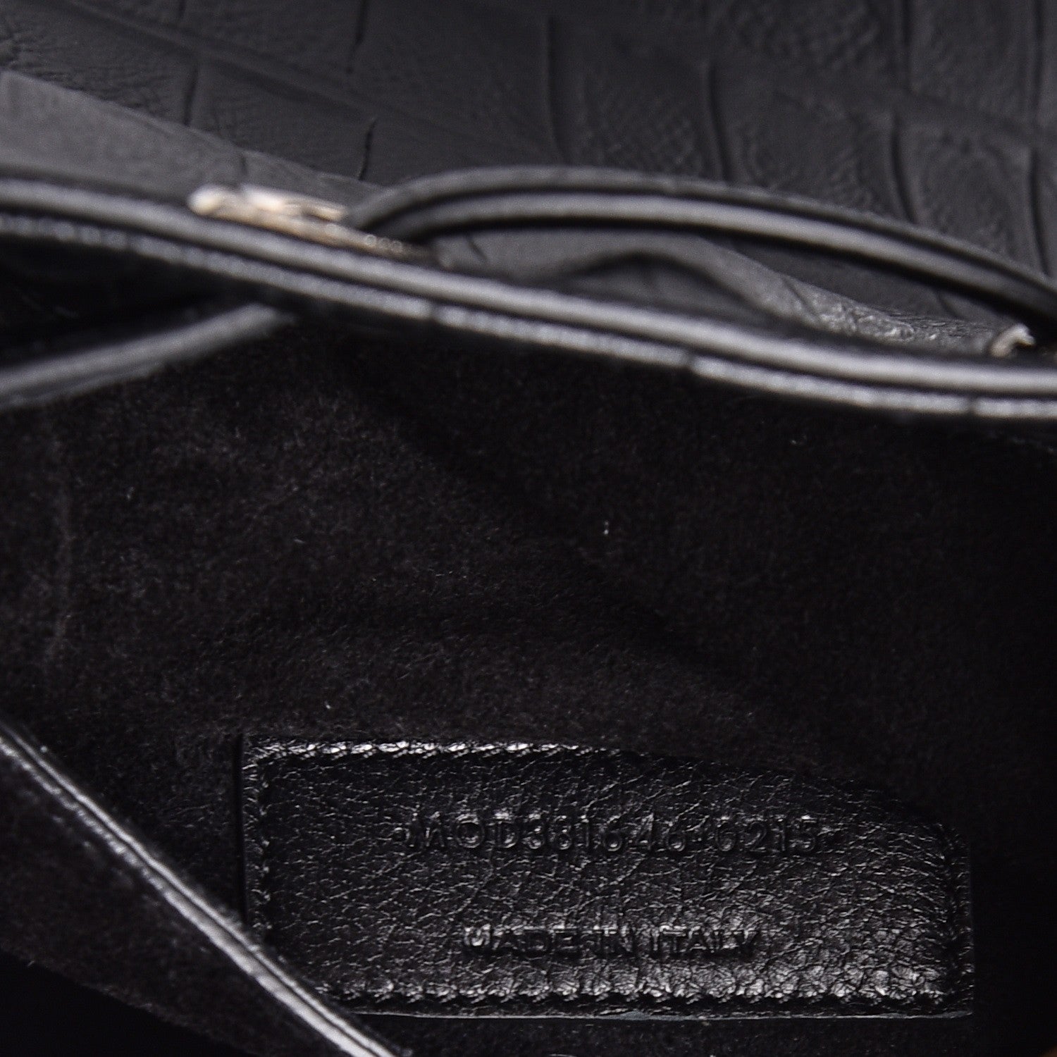 Saint Laurent Calfskin Crocodile Embossed Medium Emmanuelle Bucket Bag Black 8 of 8