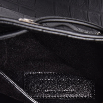 Saint Laurent Calfskin Crocodile Embossed Medium Emmanuelle Bucket Bag Black 8 of 8