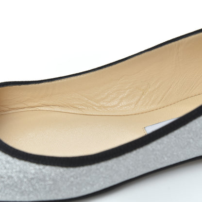 Jimmy Choo Dusty Glitter Ballet Flats 37 Silver 12 of 17