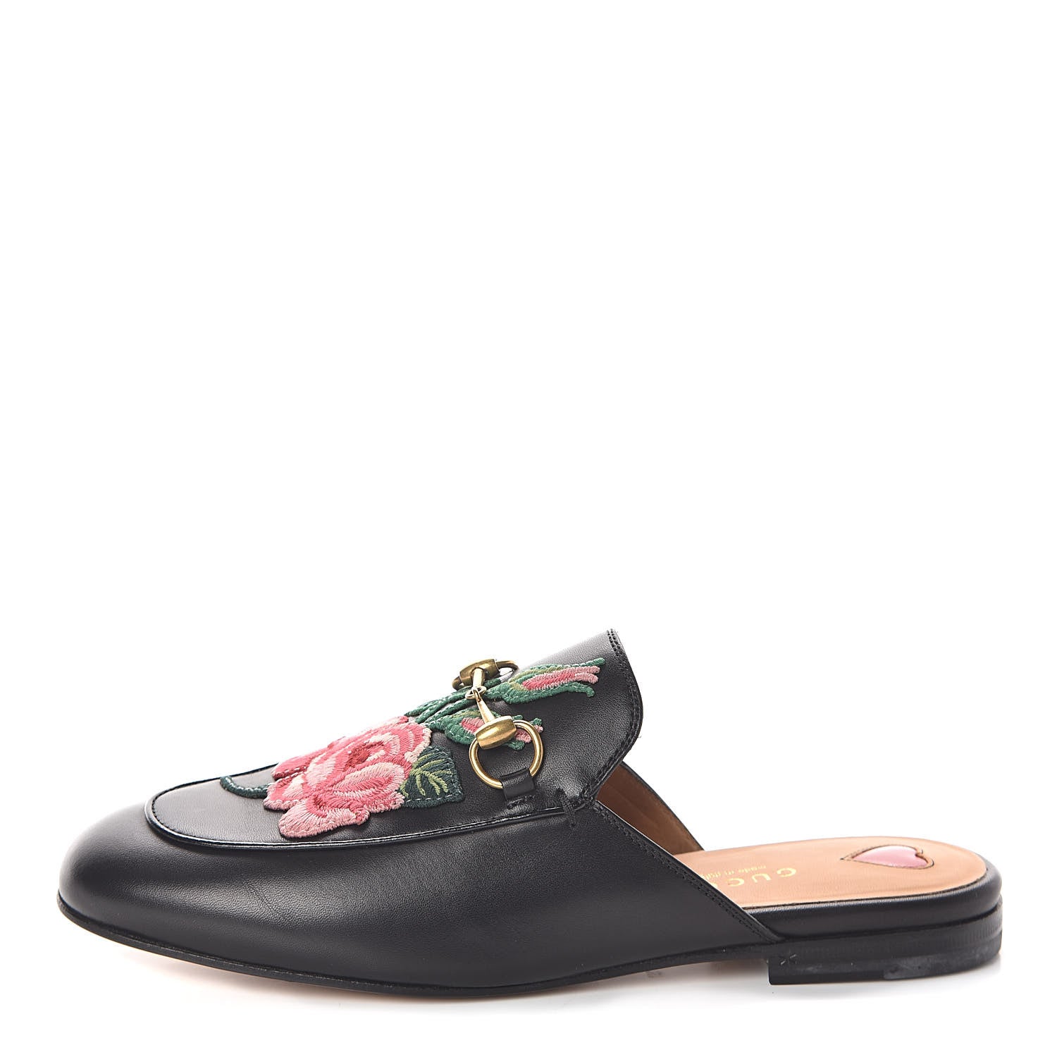 Gucci Calfskin Flower Embroidered Princetown Slippers 37 Black 1 of 8