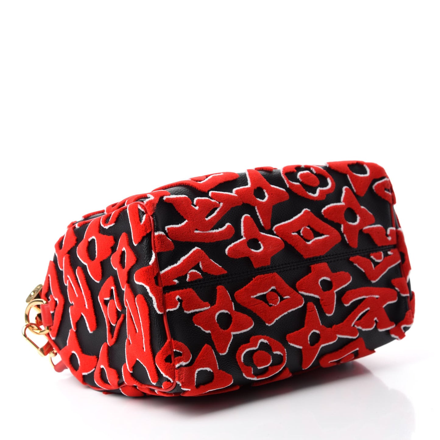 X UF Tufted Monogram Speedy Bandouliere 25 Black Red