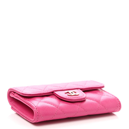 Chanel Caviar Quilted Flap Card Holder Wallet Dark Pink 4 of 10