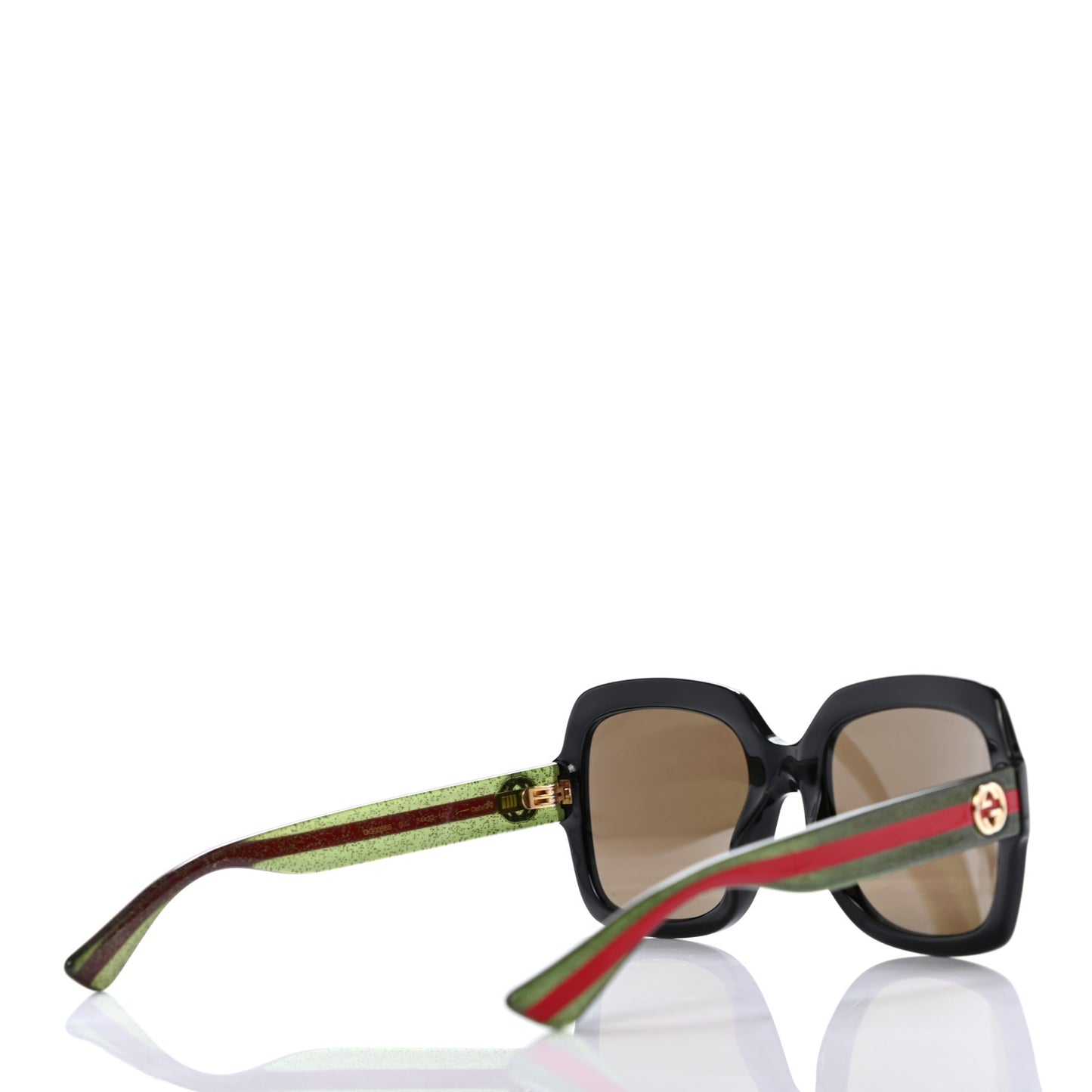 Acetate Square Frame Web Glitter Sunglasses GG0036S Black Green
