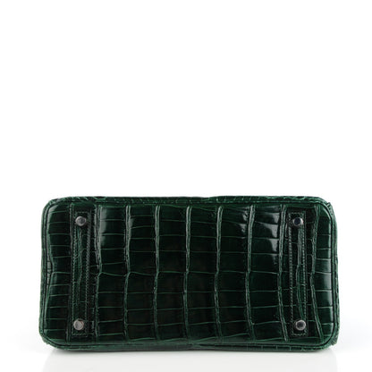 Hermes Shiny Porosus Crocodile Birkin 30 Vert Fonce 6 of 20