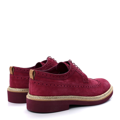 Louis Vuitton Suede Palm Beach Wing Tip Mens Derby Shoes 8.5 Red 4 of 10