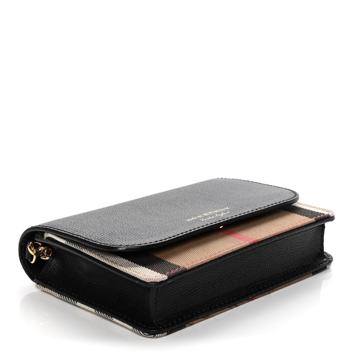 Derby Calfskin House Check Wallet On Chain Black