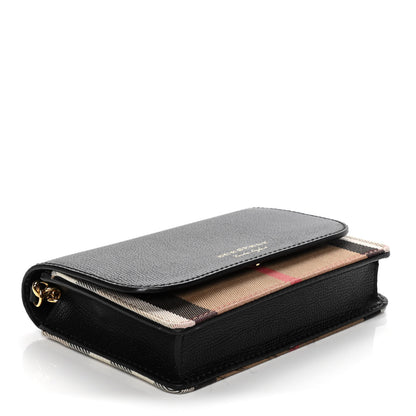 Burberry Derby Calfskin House Check Wallet On Chain Black 4 of 9