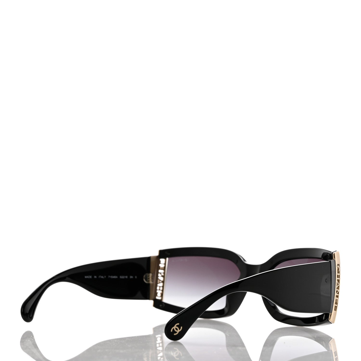 Chanel Acetate Rectangle Logo Sunglasses 571546A Black 4 of 7