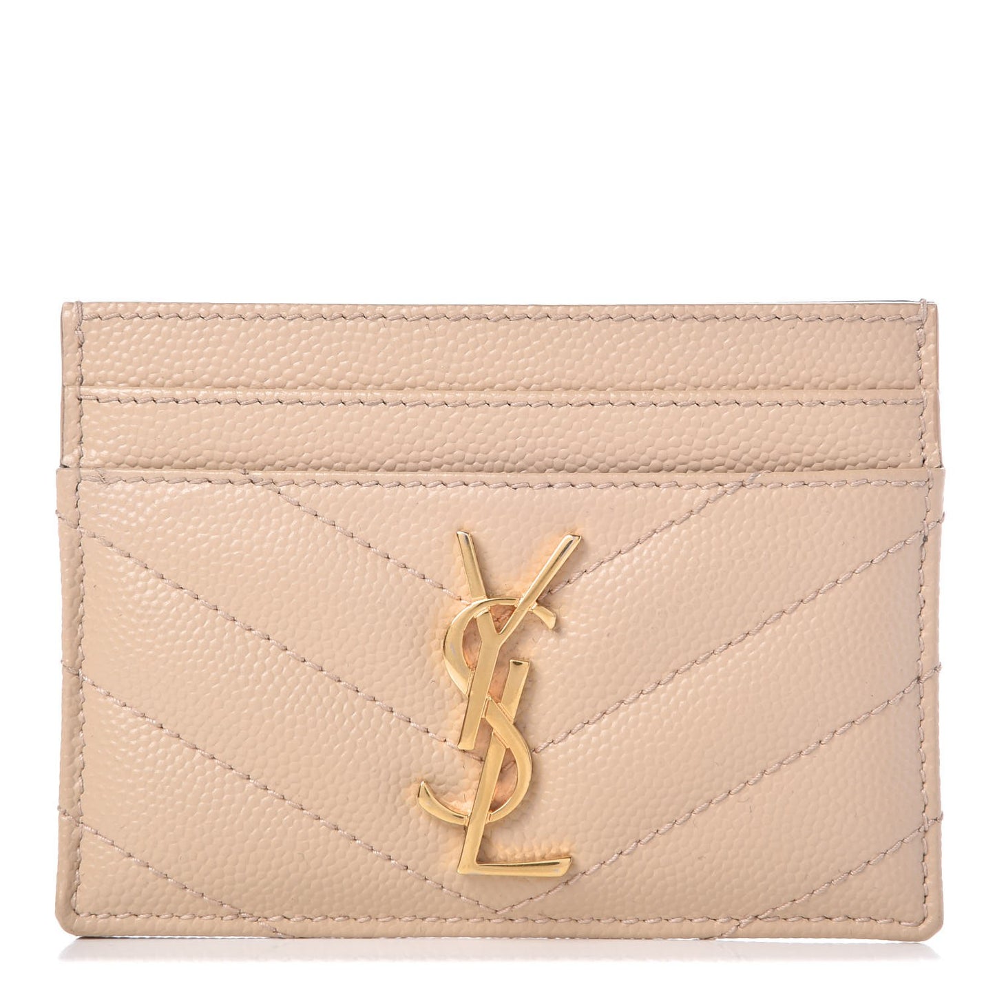 Grain De Poudre Matelasse Chevron Monogram Credit Card Case Nude Powder