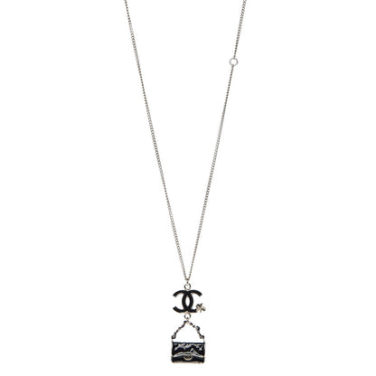 Chanel Enamel Charming Chic Classic Flap CC Charm Necklace Black 1 of 4