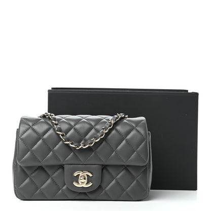 Chanel Lambskin Quilted Mini Rectangular Flap Grey 10 of 10