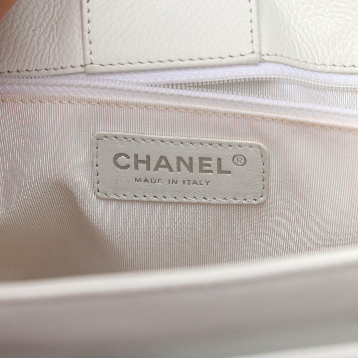 Chanel Calfskin Cerf Executive Shopper Tote White 6 of 12