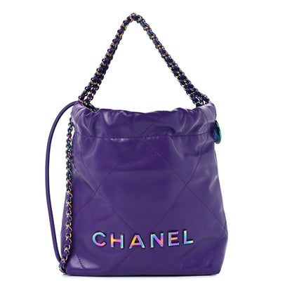 Chanel Shiny Calfskin Quilted Rainbow Mini Chanel 22 Purple 1 of 10