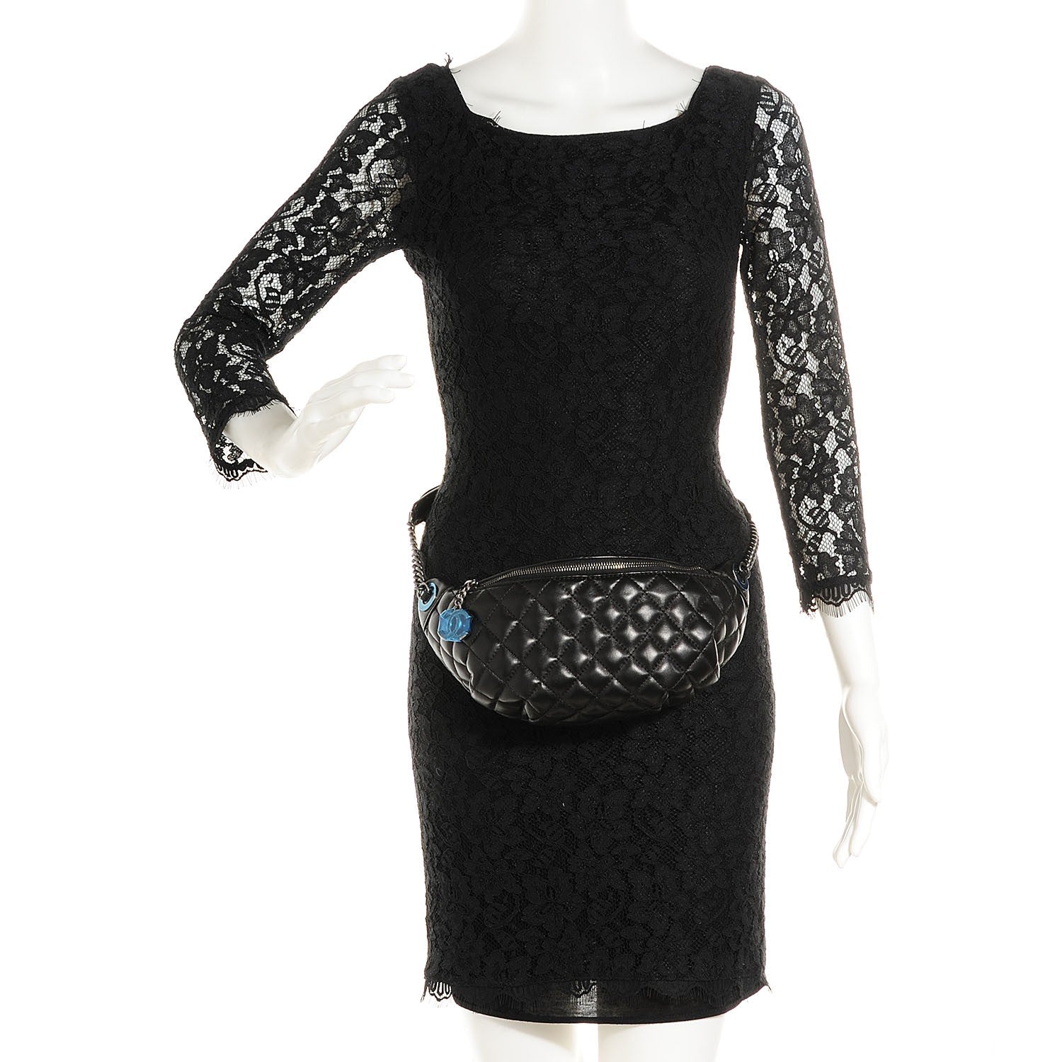 Chanel Lambskin Quilted Banane Waist Bag Black 2 of 8