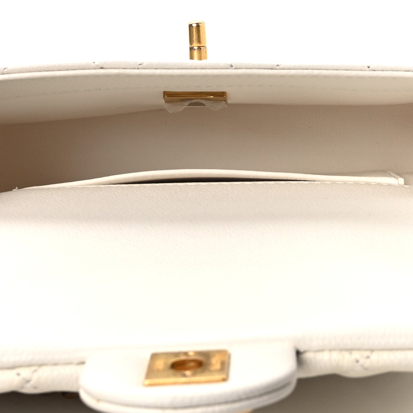 Caviar Quilted Mini Sweetheart Rectangular Flap White