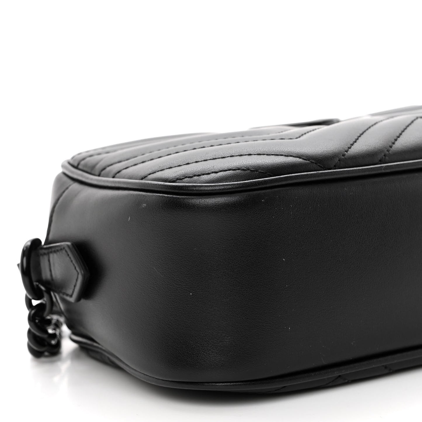 Calfskin Matelasse Monochrome Small GG Marmont Chain Shoulder Bag Black