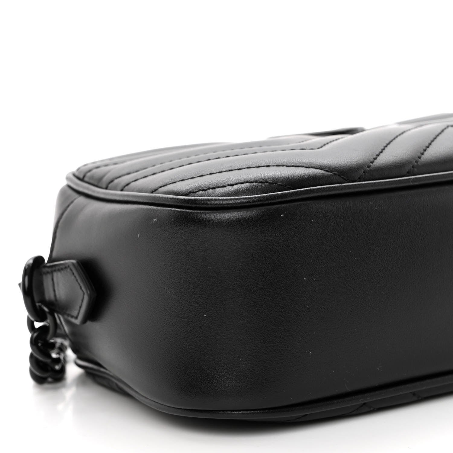 Gucci Calfskin Matelasse Monochrome Small GG Marmont Chain Shoulder Bag Black 8 of 10