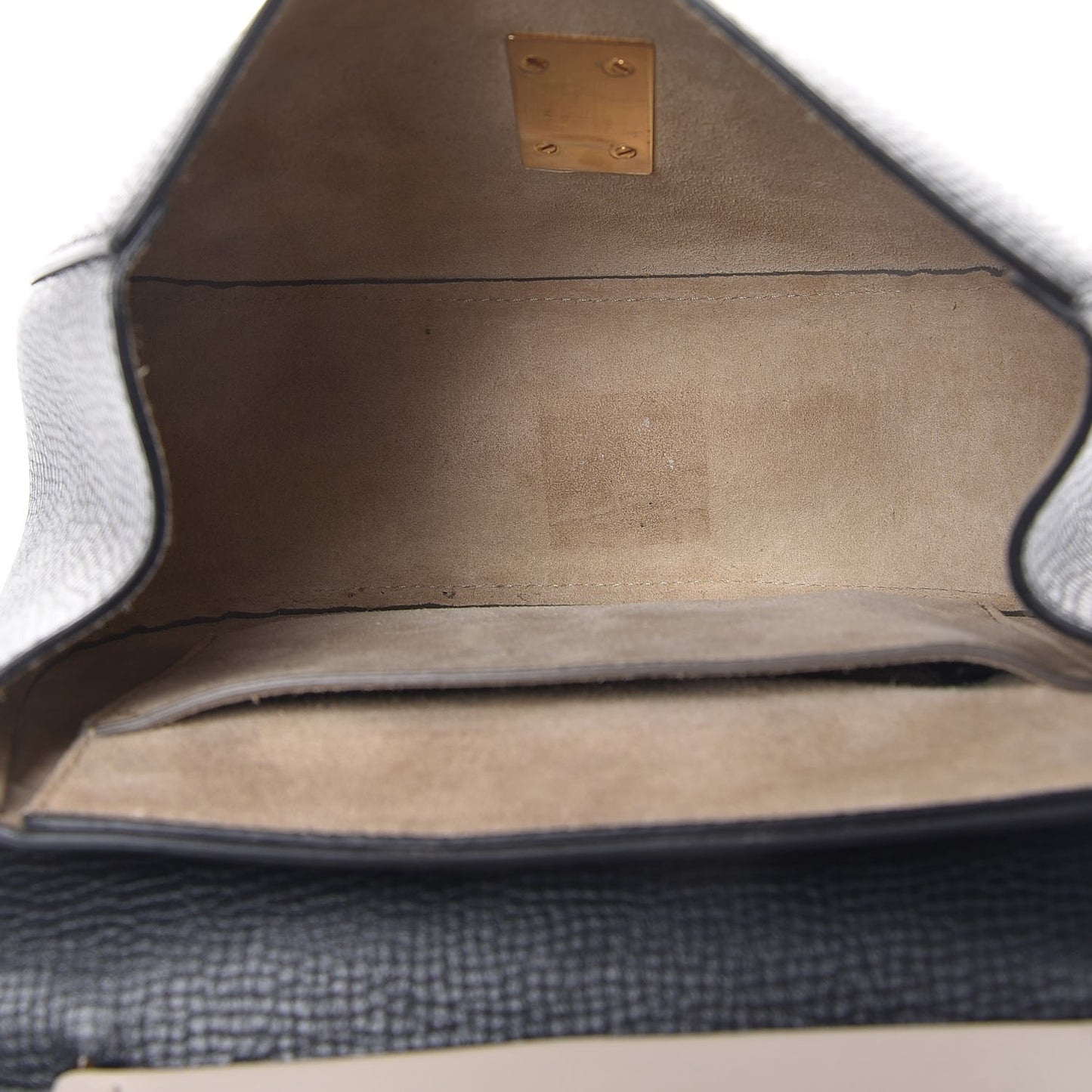 Grained Calfskin Lambskin Bi-Color Drew Shoulder Bag Black Powder Beige