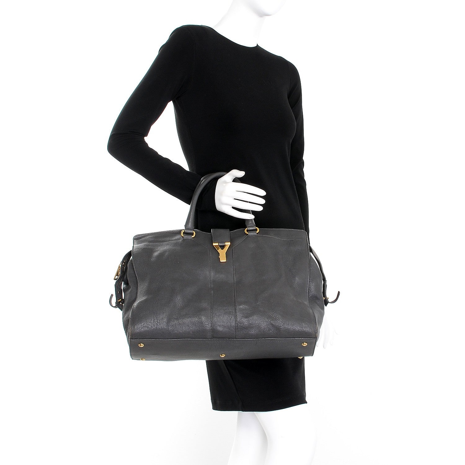 Saint Laurent Sheepskin Large Cabas ChYc Grey 2 of 14