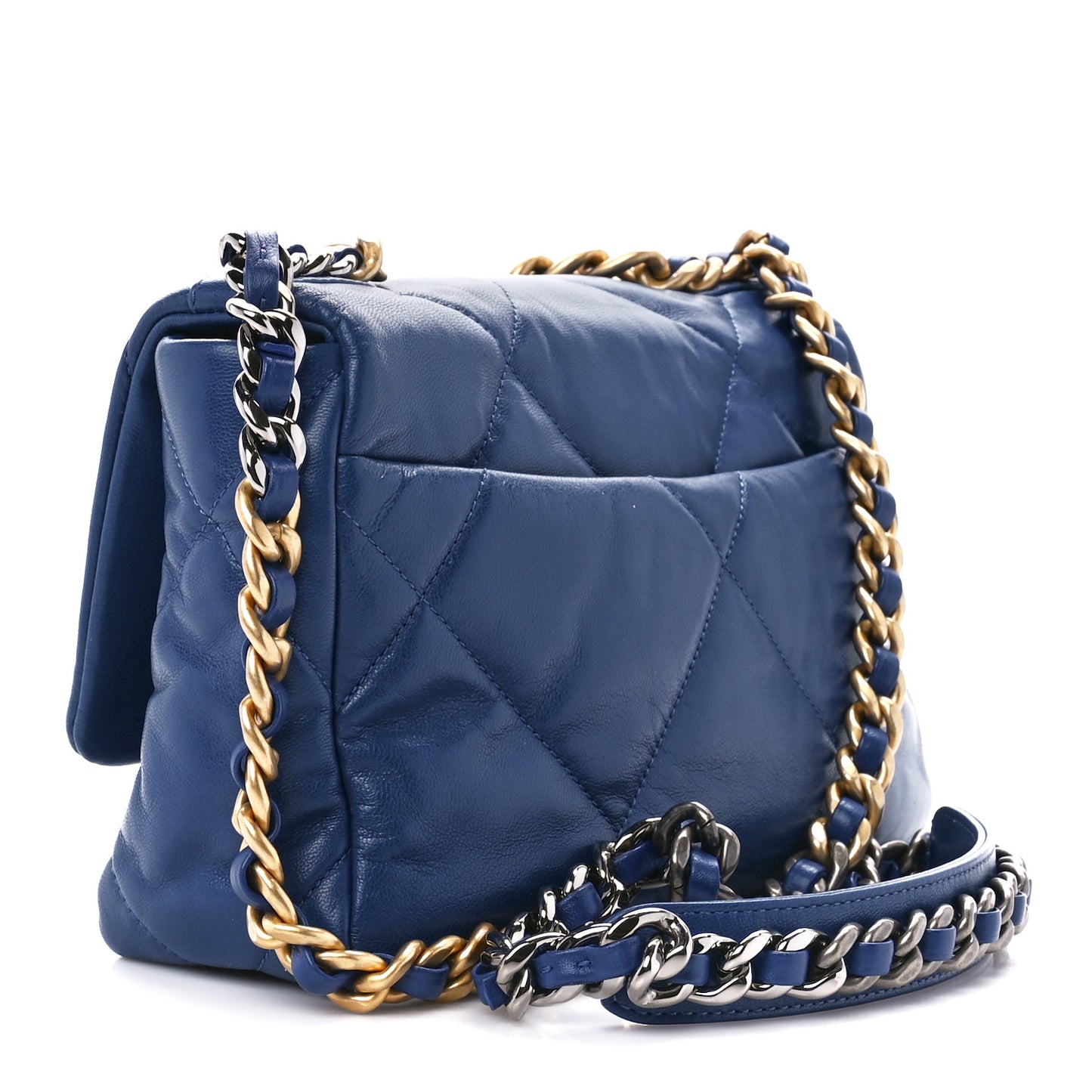 Lambskin Quilted Medium Chanel 19 Flap Blue